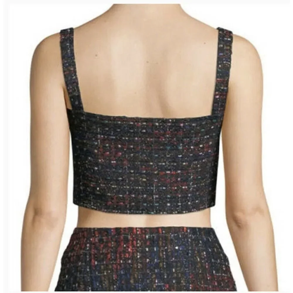 Women’s Line + Dot Multi Color Anya Tweed Crop Top Fringe S